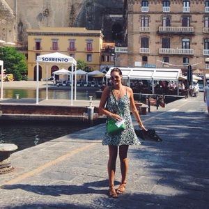 Blue and green leopard print sundress